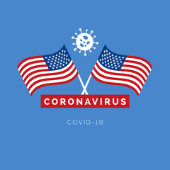 Coronavirus and USA flag. Covid-19 outbreak in United States