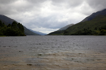Glenfinnan - Skye Island (Scotland), UK - August 15, 2018: Loch Shiel, Scotland, United Kingdom