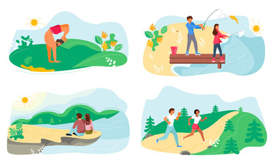 Obraz na płótnie Canvas Set of Summer outdoor activities