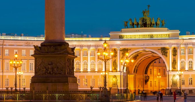 St. Petersburg, Russia, time-lapse photography General Headquarters, Palace Square