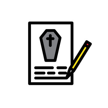 Death Certificate Line Icon, Vector Illustration