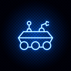 Moon rover blue neon icon - Vector. Spage concept vector illustration.