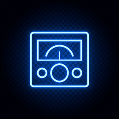 Voltmeter blue neon icon - Vector. Spage concept vector illustration.