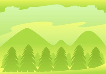 Obraz premium Abstract nature landscape. Forest and mountain. Vector illustration