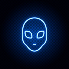 Alien blue neon icon - Vector. Spage concept vector illustration.