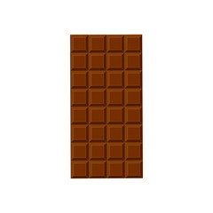 Brown chocolate bar without a wrapper on a white background