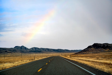 The endless highway in the middle of Great Basin National Park in Nevada, USA.