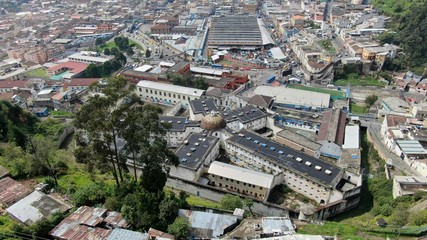 Aerial shot of a old jail,  Penal Garcia Moreno