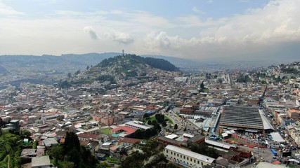 aerial shot of the central north of Quito Ecuador