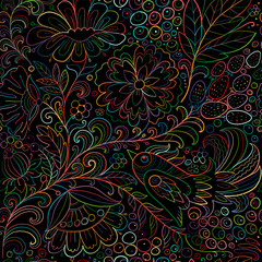 Magic forest with birds, seamless pattern for your design