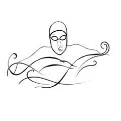 swimmer in the pool. the man, boy is engaged in sports. illustration of contour lines. isolated white