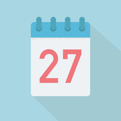 Flat vector calendar icon with the date 27th - stock vector