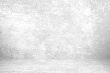 Concrete wall white grey color for background. Old grunge textures with scratches and cracks. White painted cement wall texture.