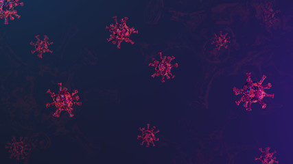 Red virus cells background. Coronavirus pandemic concept. 3D rendered image.