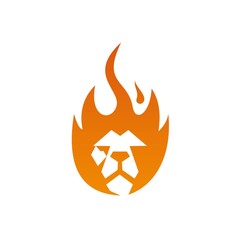 Head fire lion logo design template. Vector illustrations