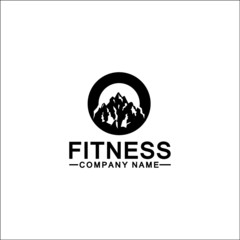 mountain fitness symbol in a circle exclusive logo design inspiration