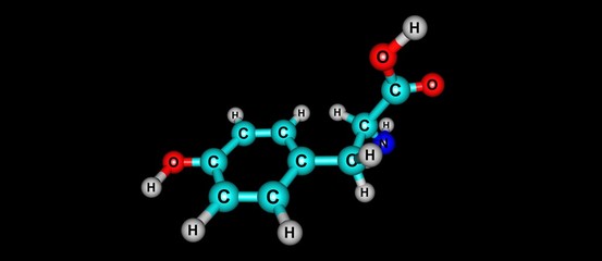 Tyrosine molecular structure isolated on black