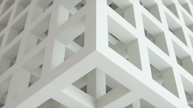 4k White Grey Cubes Business Background. Video Animation Loop.  Abstract architecture Beautiful seamless cubic puzzle motion.
