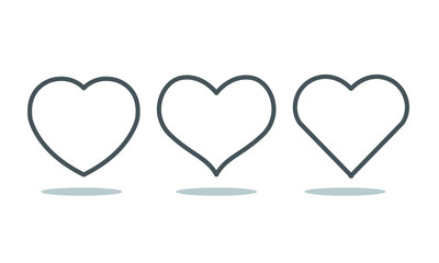 Gray heart shaped line symbol, shadowed, on a white background