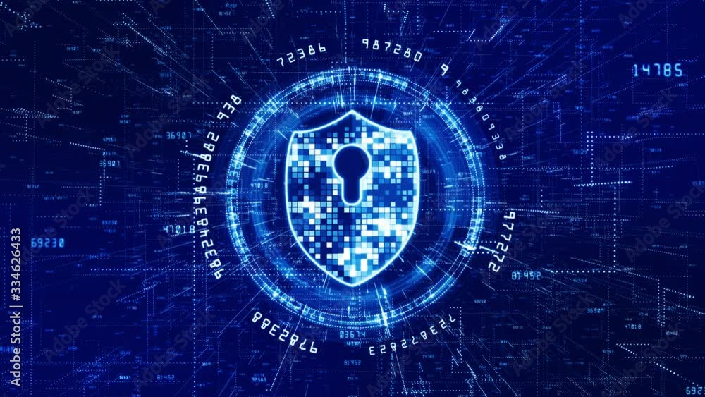 Poster hud and shield icon of cyber security. digital data network protection. high-speed connection data a