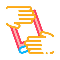 hand over book icon vector. hand over book sign. color symbol illustration