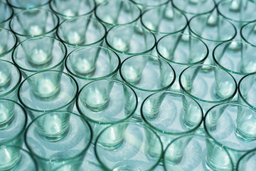  Empty glasses together waiting to serve.