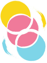 Creative cover design with colorful figures on a white background. Advertising banner with stylish geometric shapes. Letterhead with space for text with bright colors.