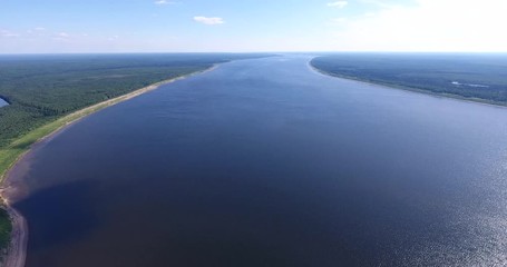 Big Siberian river Yenisei. Aerial