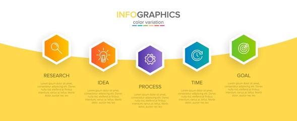 Infographic design with icons and 5 options or steps. Thin line vector. Infographics business concept. Can be used for info graphics, flow charts, presentations, web sites, banners, printed materials.