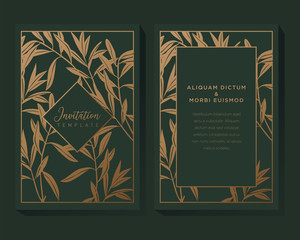 Green and Gold Invitation Background - obrazy, fototapety, plakaty
