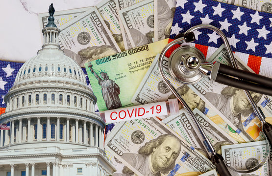 Word COVID-19 On Global Pandemic Lockdown Stimulus Package Financial Relief Package Government