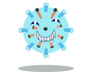 Illustration vector graphic of Cute character of germ, bacteria and virus. Microbe, Pathogen, Virus icon. Vector cartoon illustration of a virus. cute cartoon germ in flat style design.