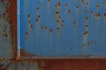 Container bleu, rouillé (détail)