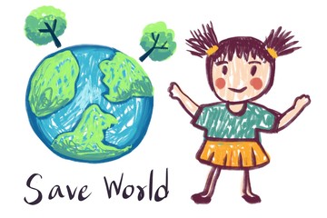 Children drawing painting the Christmas tree