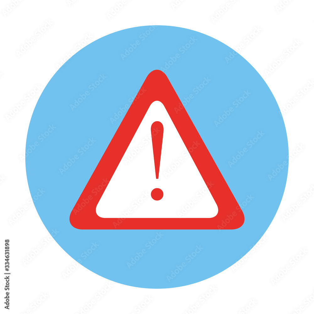 Poster triangle warning sign in frame circular isolated icon vector illustration design