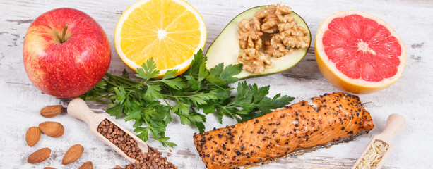 Dietary and beneficial eating for thyroid gland. Food as source vitamins and minerals