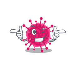 Cartoon design concept of picornaviridae with funny wink eye