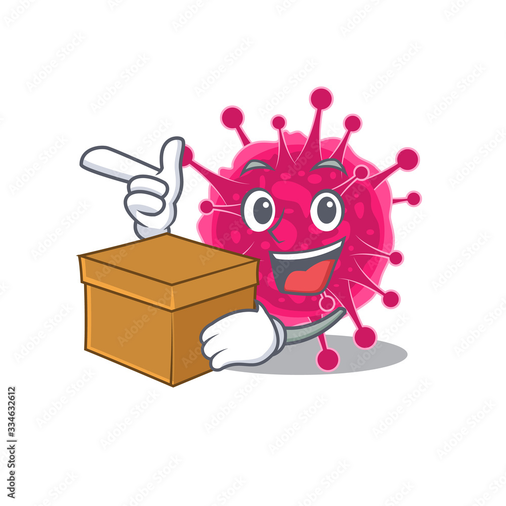 Sticker An picture of picornaviridae cartoon design concept holding a box