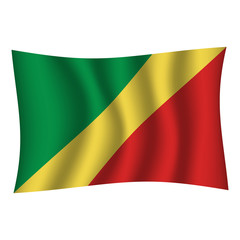 Republic of Congo flag background with cloth texture. Republic of Congo Flag vector illustration eps10. - Vector