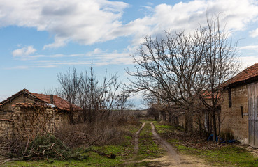 View of road and houses in small village