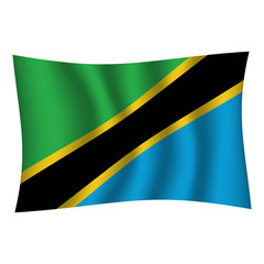 Tanzania flag background with cloth texture. Tanzania Flag vector illustration eps10. - Vector