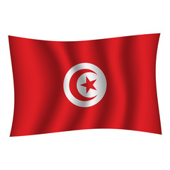 Tunisia flag , flag of Tunisia waving on flag pole, vector illustration EPS 10.