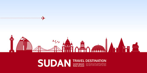 Sudan travel destination grand vector illustration. 