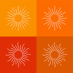 Sun symbol and signs set for modern minimalist logo templates and line icons