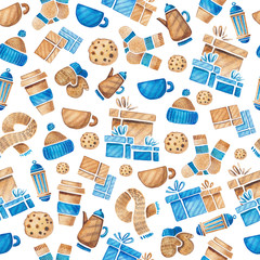 New year watercolor pattern 