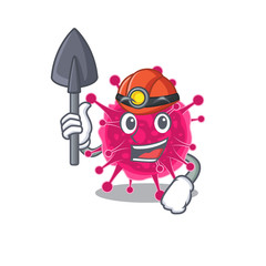 Picornaviridae miner cartoon design concept with tool and helmet