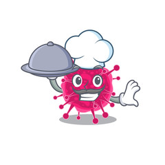 Picornaviridae chef cartoon character serving food on tray