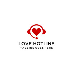 Creative modern hotline love center sign logo design template.