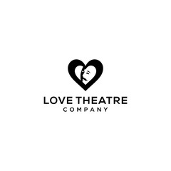 Creative modern love theater sign logo design template.