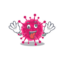 A cartoon design of picornaviridae having a crazy face